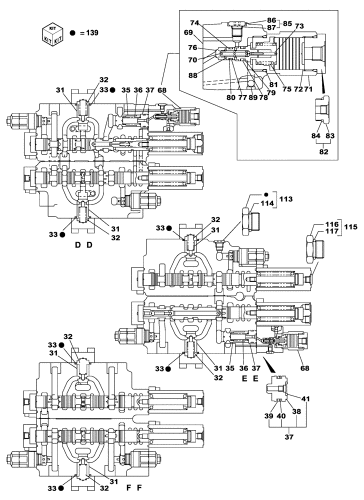 Схема запчастей Case CX330 - (08-70) - CONTROL VALVE (08) - HYDRAULICS