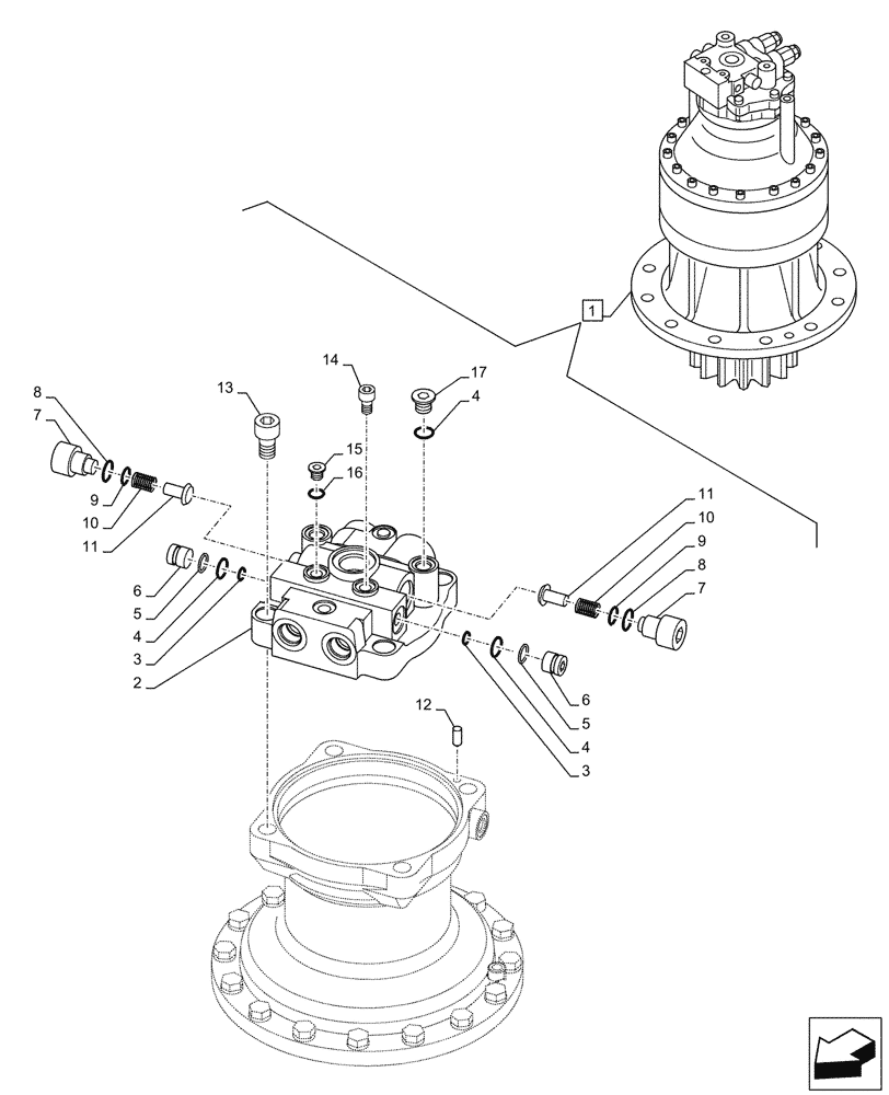 Схема запчастей Case CX460 - (08-72[01]) - MOTOR ASSY - SWING (08) - HYDRAULICS