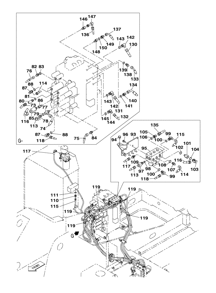 Схема запчастей Case CX250C - (08-027[00]) - HYDRAULIC CIRCUIT - HAND CONTROL PILOT - WITHOUT SAFETY VALVE (08) - HYDRAULICS