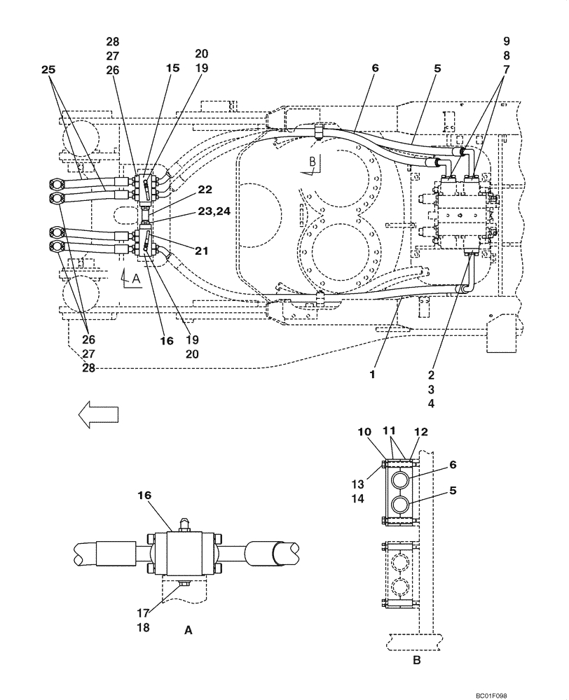 Схема запчастей Case CX800 - (08-11) - HYDRAULICS - BOOM CYLINDER, MODELS WITH LOAD HOLD (08) - HYDRAULICS