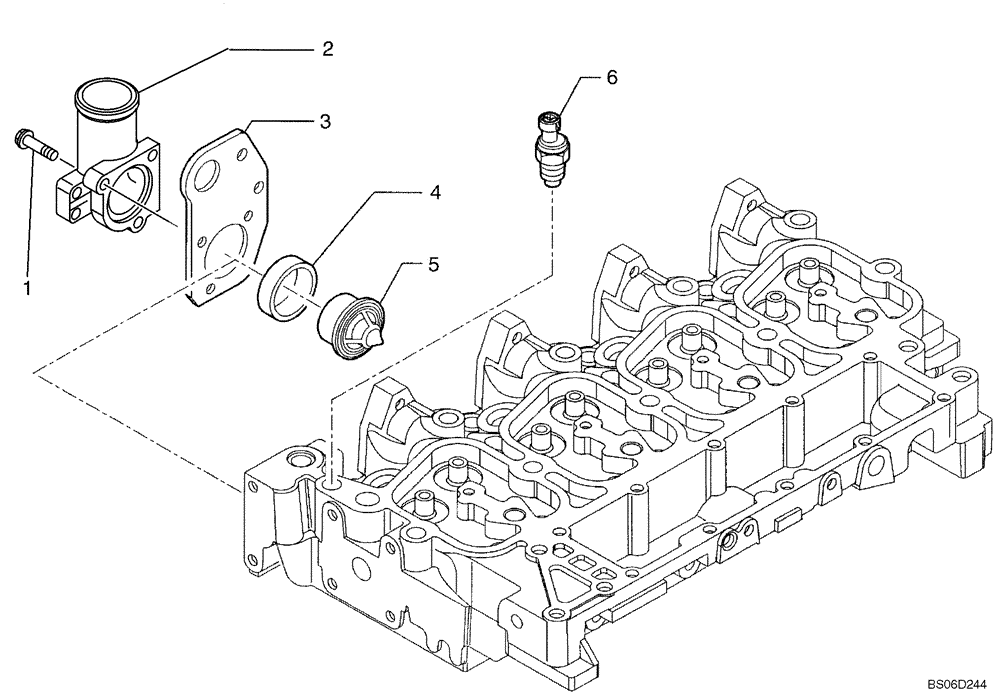 Схема запчастей Case 850K - (02-37) - THERMOSTAT - ENGINE COOLING SYSTEM (02) - ENGINE