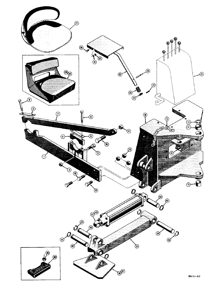 Схема запчастей Case 420C - (266) - BACKHOE MOUNTING PARTS AND STABILIZERS (18) - ATTACHMENT ACCESSORIES