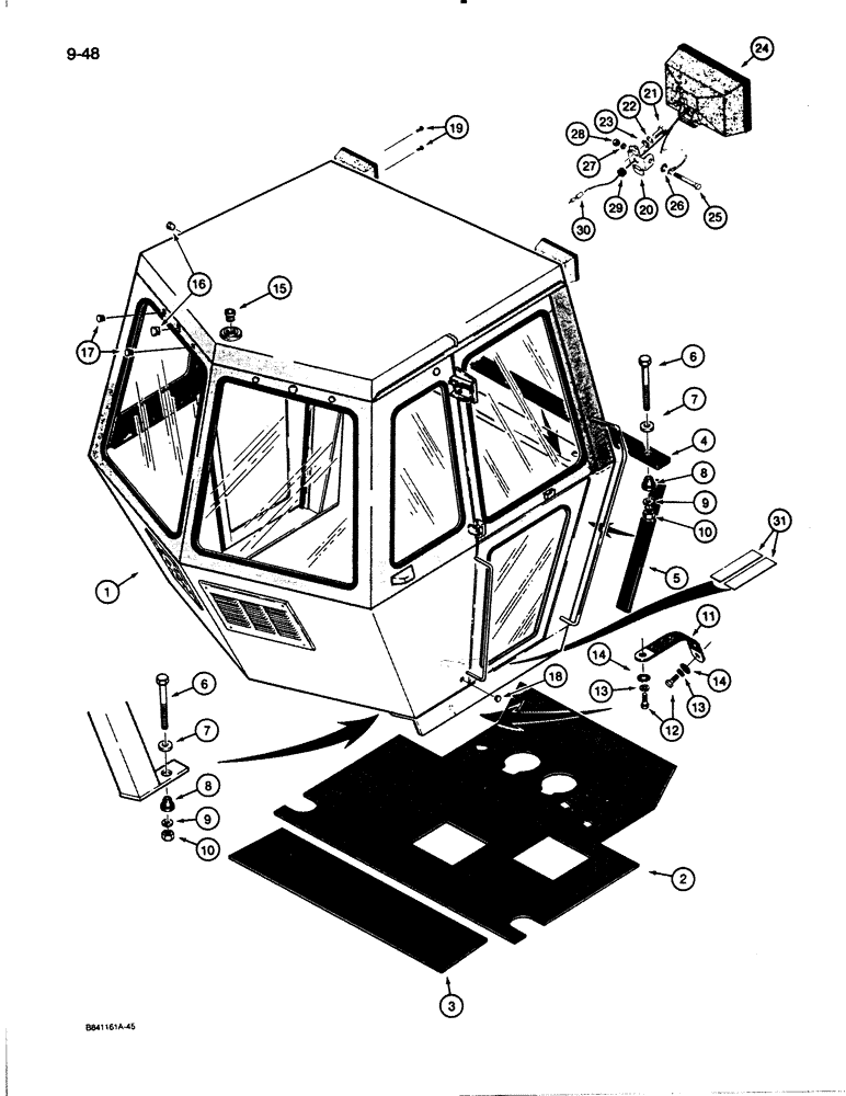 Схема запчастей Case W30 - (9-48) - CAB MOUNTING, SEALS, AND LAMPS (09) - CHASSIS/ATTACHMENTS