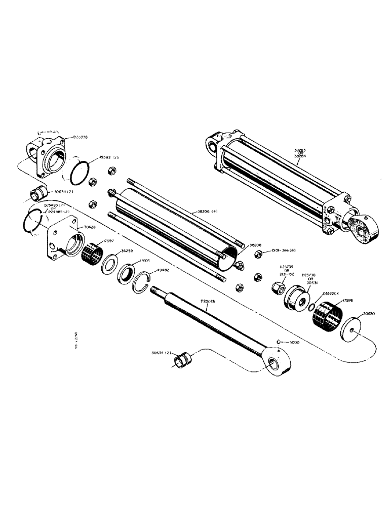 Схема запчастей Case 310 - (56) - 38283 AND 38284 HYDRAULIC LOADER BUCKET CYLINDERS 