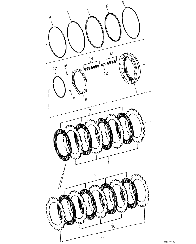 Схема запчастей Case 721E - (06-41) - AXLE, FRONT - HUB, DISC BRAKES - PRIOR TO P.I.N. N8F203816 (06) - POWER TRAIN