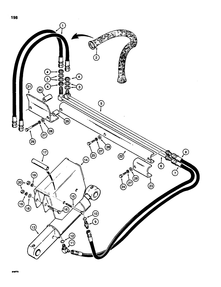 Схема запчастей Case 855C - (198) - DOZER TILT HYDRAULIC CIRCUIT, *TILT DOZER MODELS, GRILLE TO CYLINDER (07) - HYDRAULIC SYSTEM