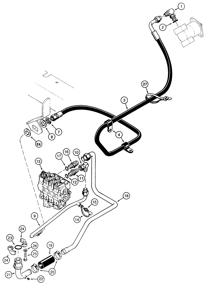 Схема запчастей Case 850E - (8-008) - EQUIPMENT HYDRAULIC CIRCUIT, PUMP TO CONTROL VALVE AND RESERVOIR *DOZER MODELS (08) - HYDRAULICS