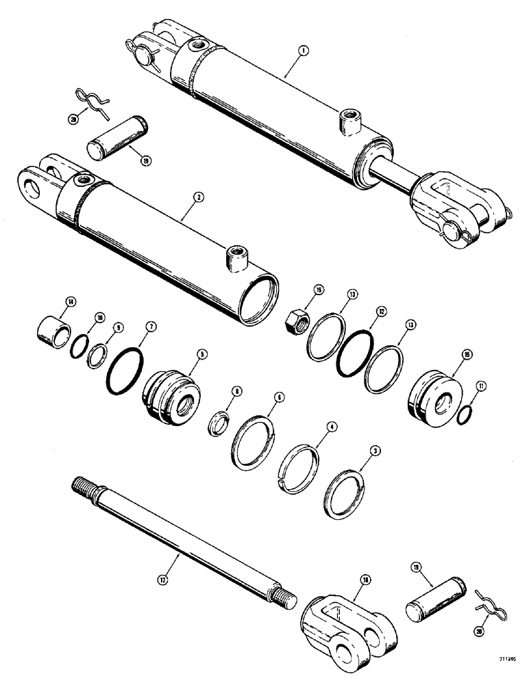 Схема запчастей Case 1530 - (152) - D54906 CASTER WHEEL CYLINDER, 2-1/2" I.D. CYLINDER WITH 8" STROKE AND 1" O.D. ROD (09) - CHASSIS/ATTACHMENTS