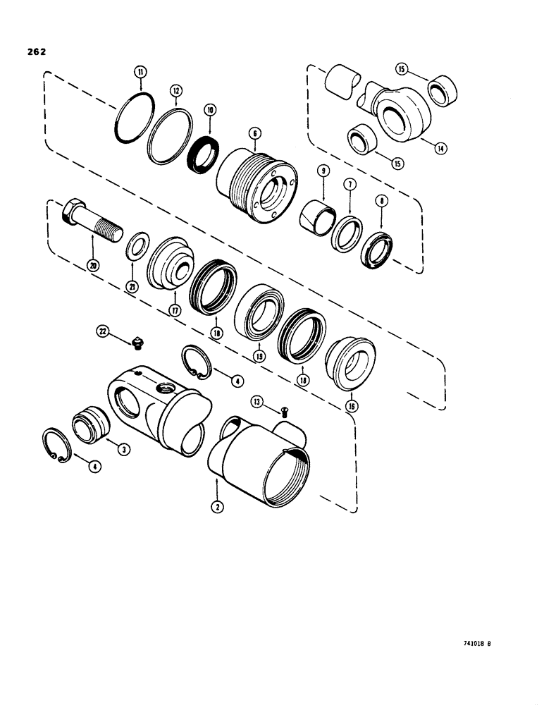 Схема запчастей Case 35 - (262) - G34470 AND G34471 BACKHOE STABILIZER CYLINDERS, WITH TWO PIECE PISTON 