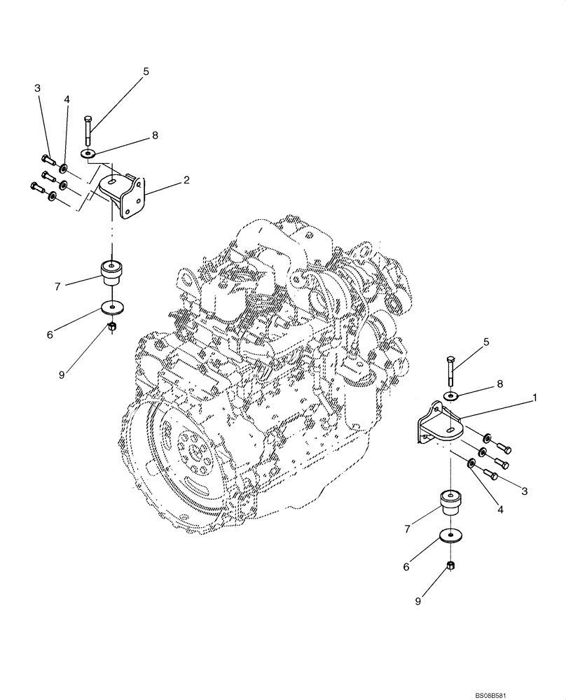 Схема запчастей Case 570MXT - (02-07) - ENGINE MOUNTING (02) - ENGINE