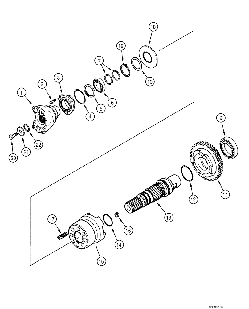 Схема запчастей Case 586G - (06-20) - TRANSMISSION ASSY (4WD) - SHAFT, OUTPUT (06) - POWER TRAIN