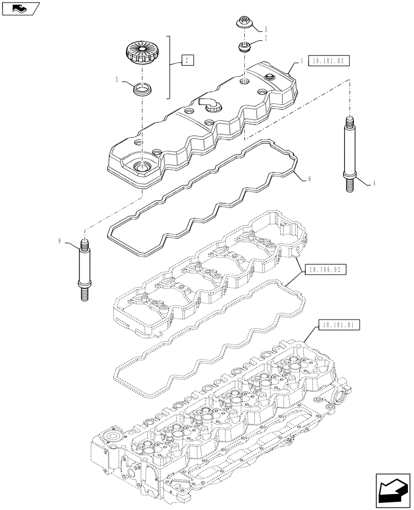 Схема запчастей Case F4DFE613B A004 - (10.101.02) - CYLINDER HEAD COVERS (10) - ENGINE