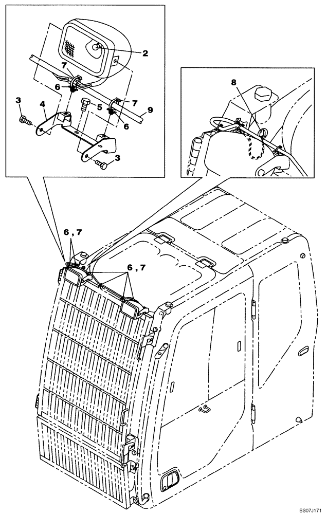 Схема запчастей Case CX350B - (04-09) - LAMP, WORK (CAB W/GUARD) (04) - ELECTRICAL SYSTEMS