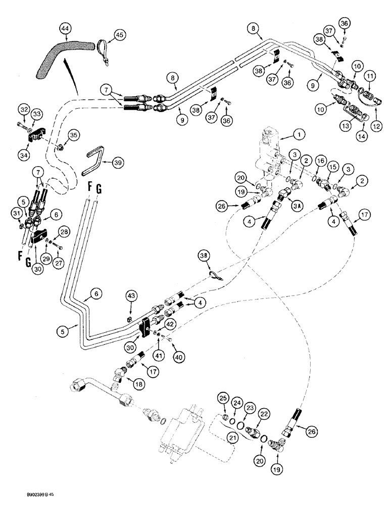 Схема запчастей Case 1825 - (8-24) - AUXILIARY HYDRAULIC CIRCUIT (08) - HYDRAULICS