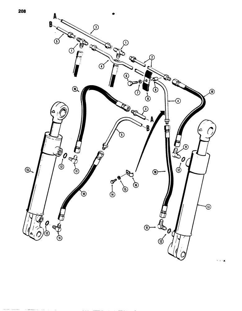 Схема запчастей Case 850B - (208) - CLAM BUCKET HYDRAULIC CIRCUIT (07) - HYDRAULIC SYSTEM