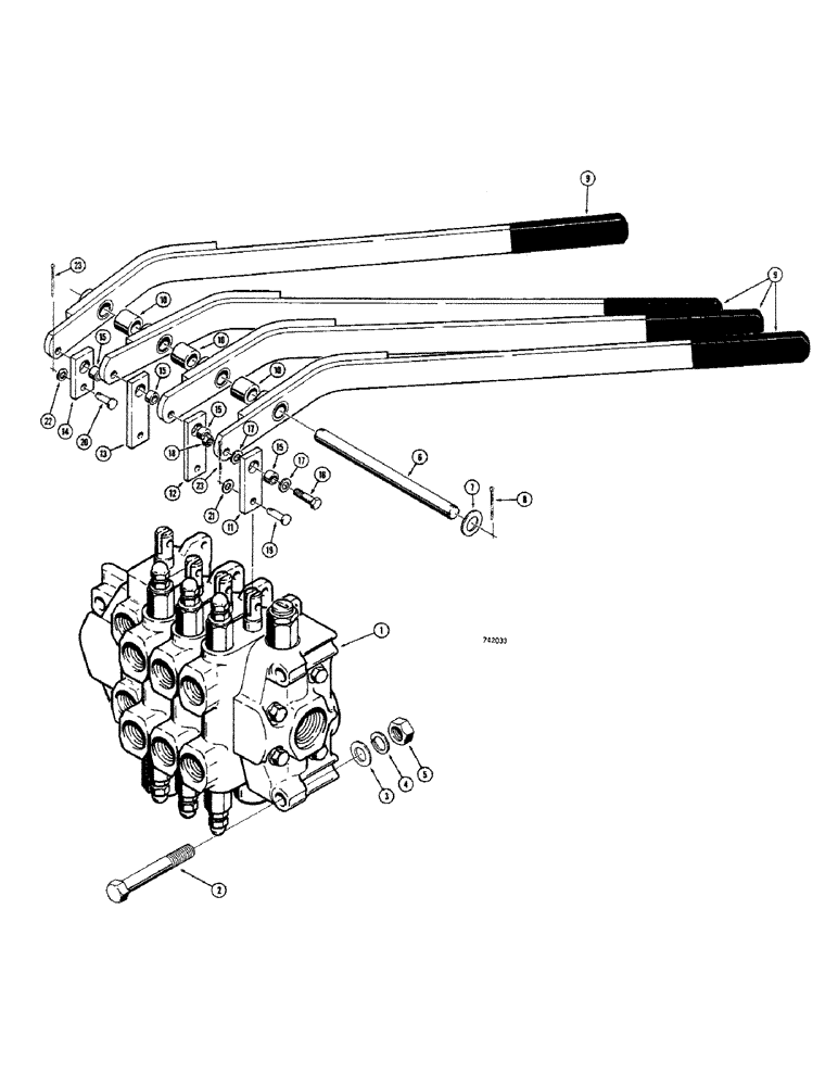 Схема запчастей Case 680CK - (268) - 3 POINT HITCH, CONTROL LEVERS AND VALVE (35) - HYDRAULIC SYSTEMS