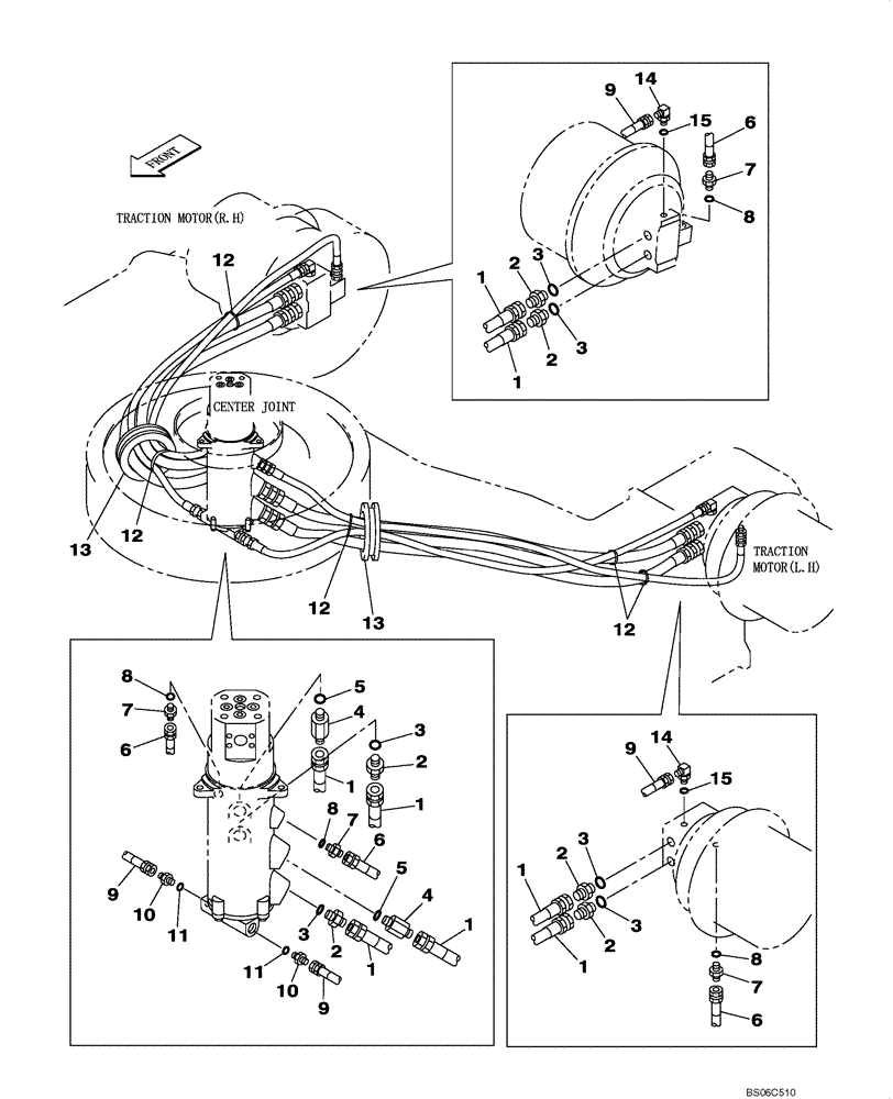 Схема запчастей Case CX350B - (06-05) - HYDRAULICS - TRACK DRIVE (06) - POWER TRAIN