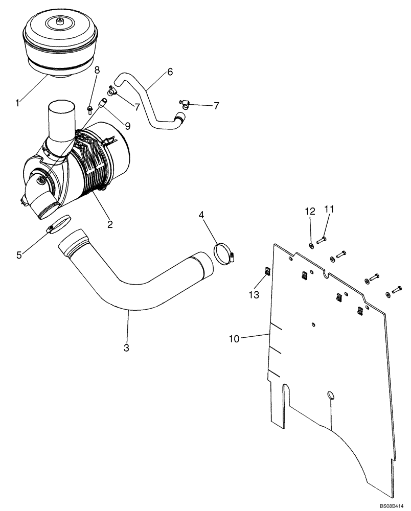 Схема запчастей Case 570MXT - (02-04) - AIR CLEANER - AIR INTAKE PARTS (02) - ENGINE