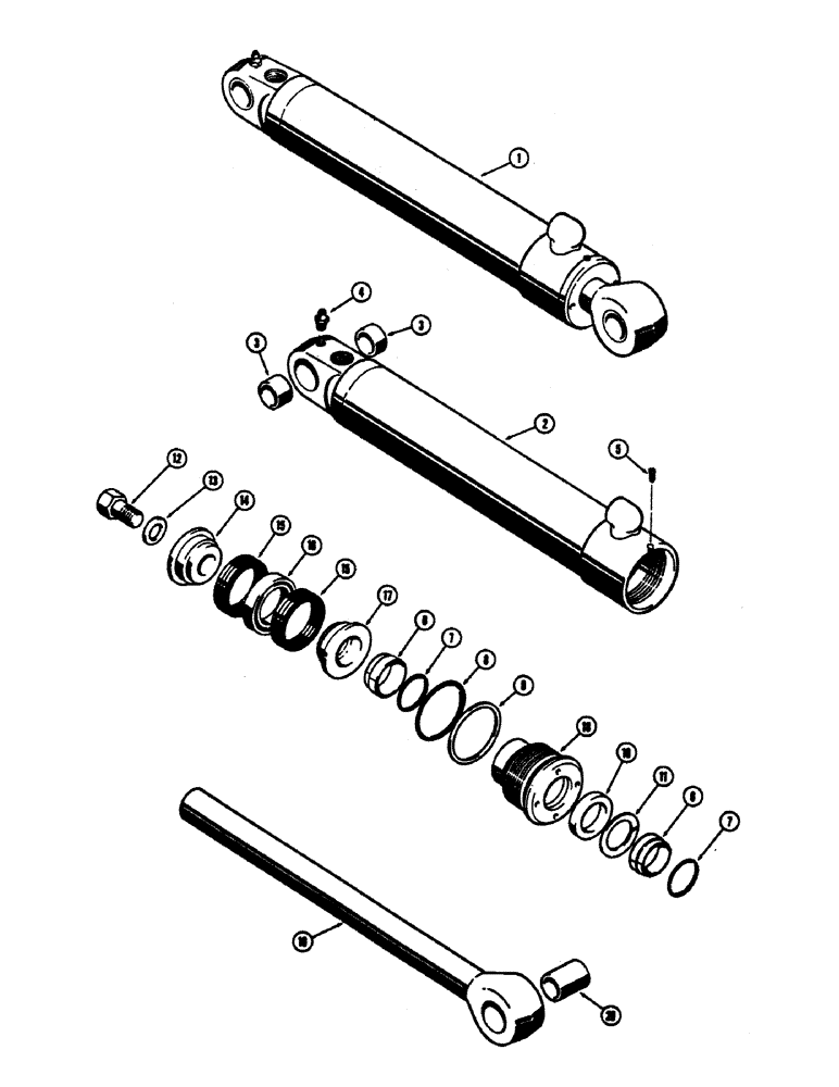 Схема запчастей Case 680CK - (168) - D42708 BACKHOE STABILIZER CYLINDER, CYLINDER WITH FLAT SNAP-IN TUPE OUTER ROD WIPER (35) - HYDRAULIC SYSTEMS