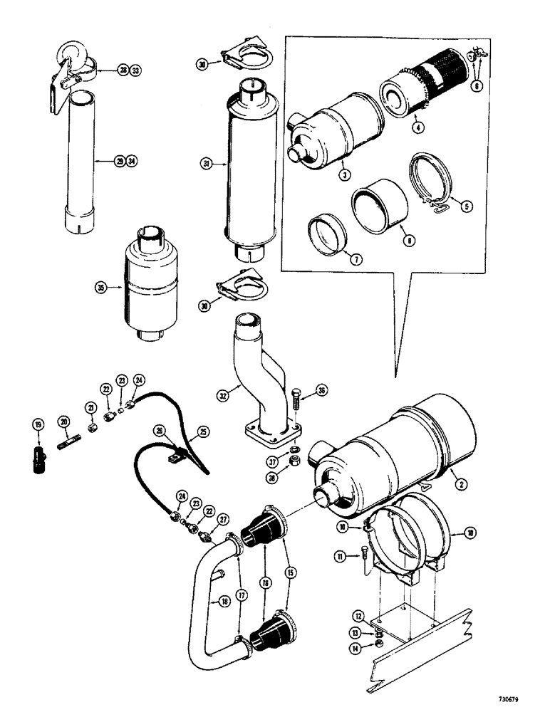 Схема запчастей Case 680CK - (062) - AIR CLEANER AND MUFFLER (10) - ENGINE