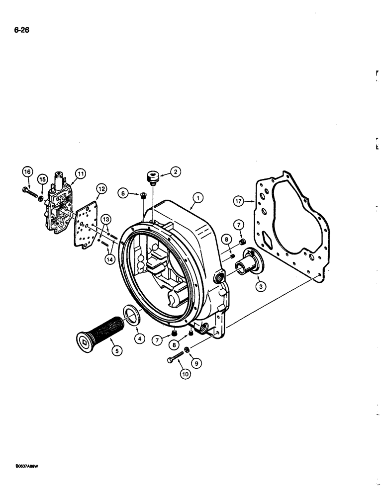 Схема запчастей Case 680L - (6-26) - TORQUE CONVERTER HOUSING AND CONTROL VALVE, TWO WHEEL AND FOUR WHEEL DRIVE MODELS (06) - POWER TRAIN