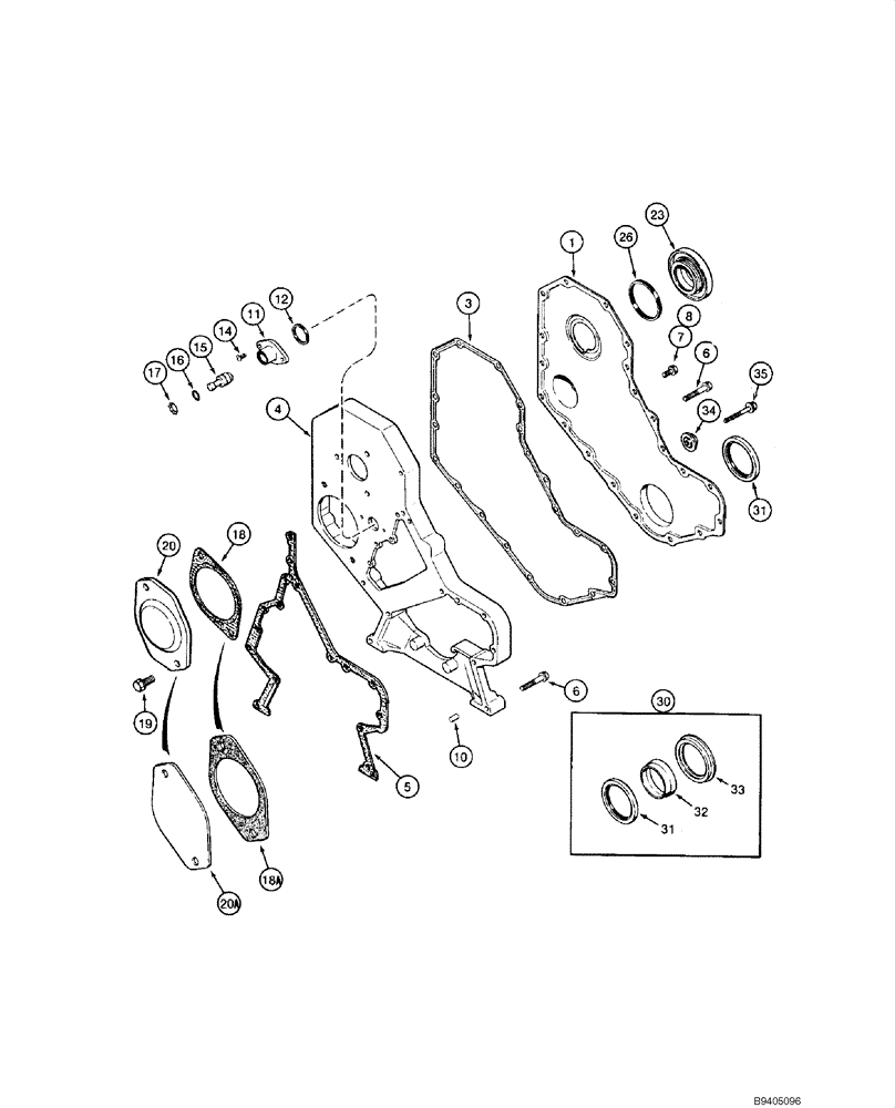 Схема запчастей Case 1840 - (02-08) - FRONT GEAR COVER, 4-390 ENGINE (02) - ENGINE