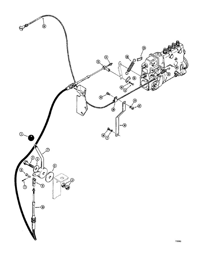 Схема запчастей Case 680CK - (060) - ENGINE CONTROLS, FUEL SHUTOFF AND HAND THROTTLE (10) - ENGINE