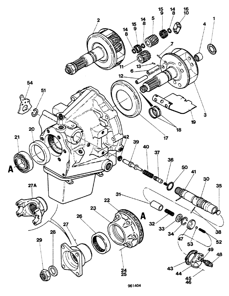 Схема запчастей Case 580G - (142) - POWER SHUTTLE - PINION CAGE, OUTPUT SHAFT, AND CONTROL VALVE (06) - POWER TRAIN