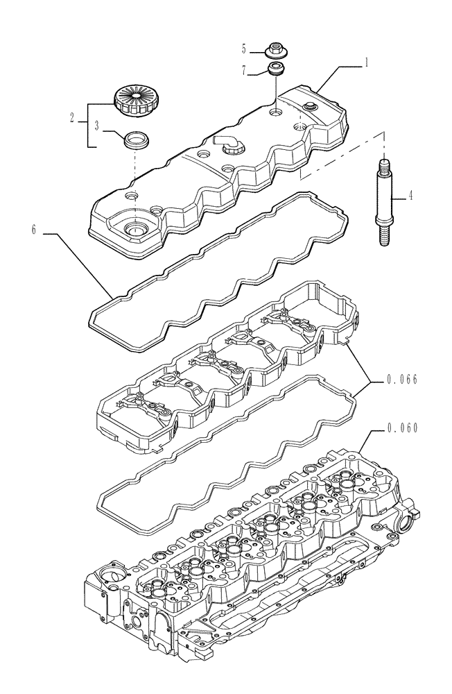 Схема запчастей Case 1850K - (0.063[01]) - CYLINDER HEAD - COVERS (01) - ENGINE