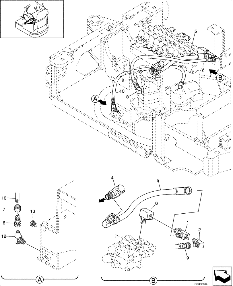 Схема запчастей Case CX14 - (08-05[00]) - HYDRAULIC LINES - RETURN (NIBBLER & BREAKER) (08) - HYDRAULICS