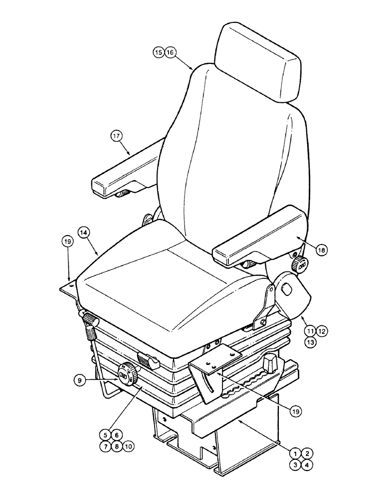 Схема запчастей Case 580SK - (9-162) - DELUXE SUSPENSION SEAT ASSEMBLY - (6000/575), S/N JJH0048690 TO JJH0050328 (09) - CHASSIS/ATTACHMENTS