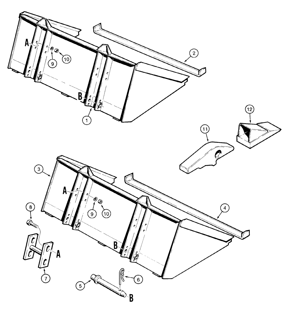 Схема запчастей Case 1835C - (9-12) - BUCKETS 76 MM (3 INCH) CUTTING EDGE (09) - CHASSIS/ATTACHMENTS