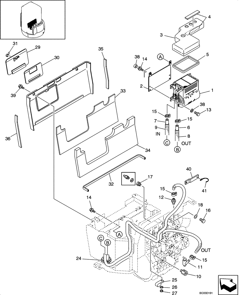 Схема запчастей Case CX31 - (09-47[00]) - HEATER UNIT - CAB (09) - CHASSIS/ATTACHMENTS