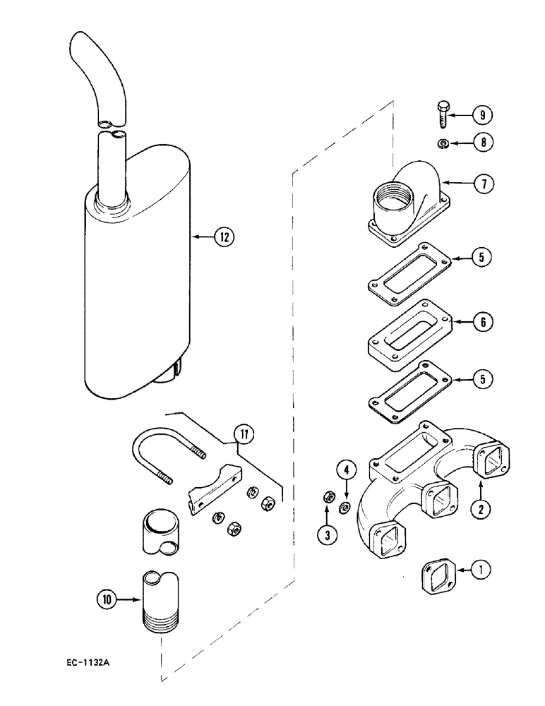 Схема запчастей Case 380B - (2-26) - VERTICAL EXHAUST (02) - ENGINE