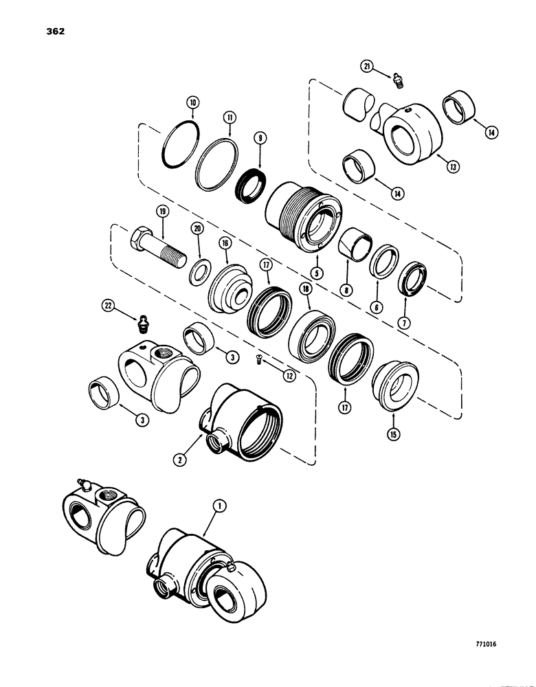 Схема запчастей Case 680E - (362) - G101348 BACKHOE DIPPER CYLINDER, WITH TWO PIECE PISTON (35) - HYDRAULIC SYSTEMS