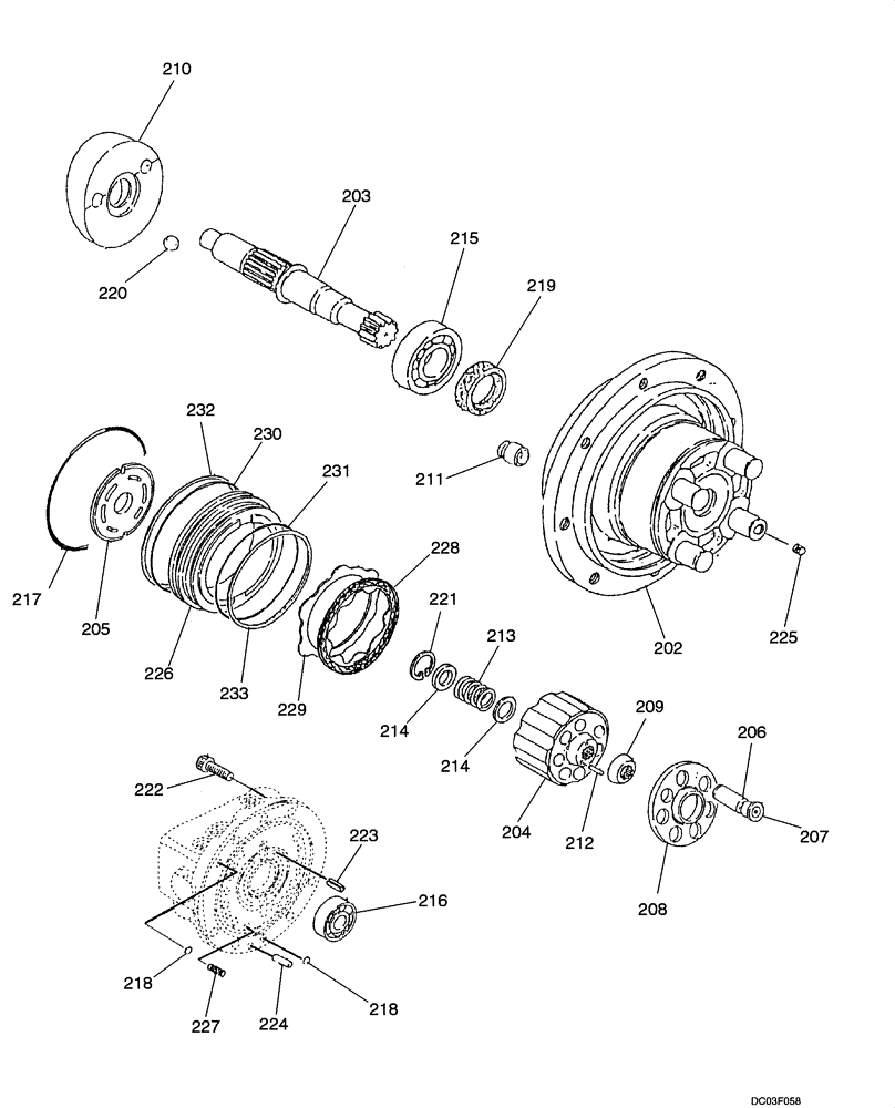 Схема запчастей Case CX14 - (06-03[00]) - MOTOR - TRACK DRIVE (06) - POWER TRAIN