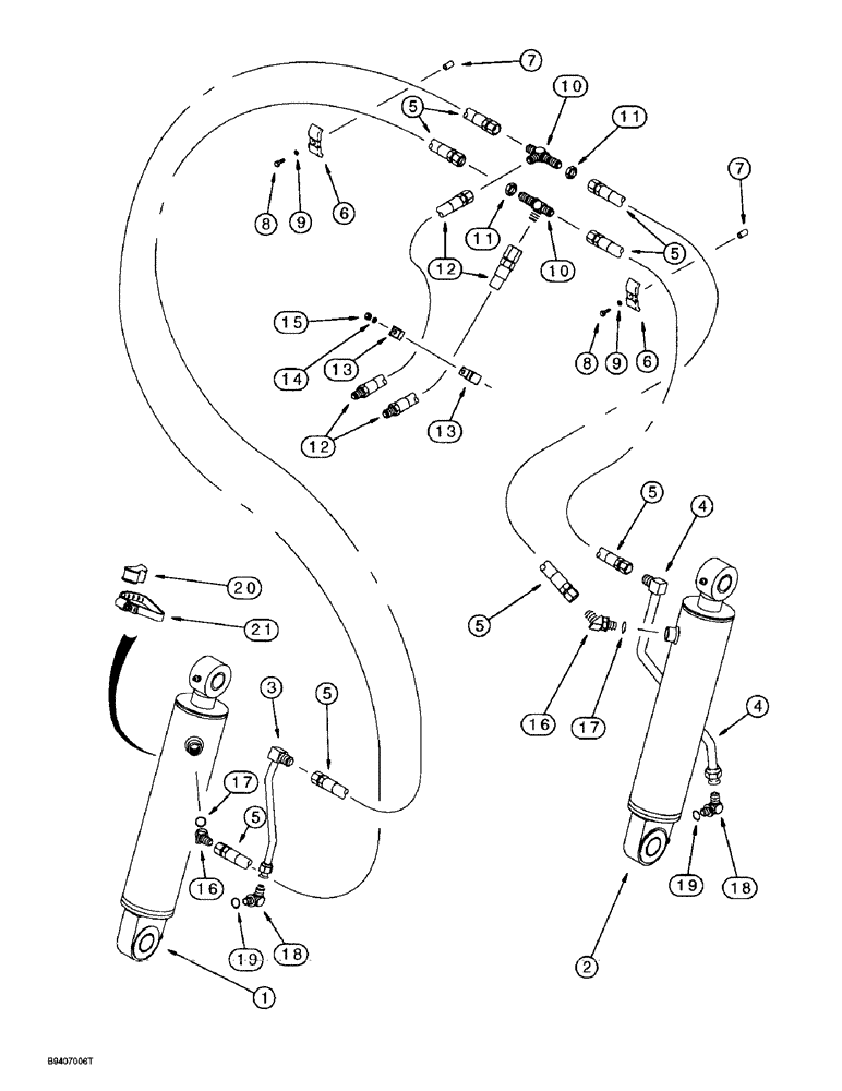 Схема запчастей Case 590L - (8-018) - LOADER CLAM CYLINDER HYDRAULIC CIRCUIT, AT LOADER BUCKET (08) - HYDRAULICS