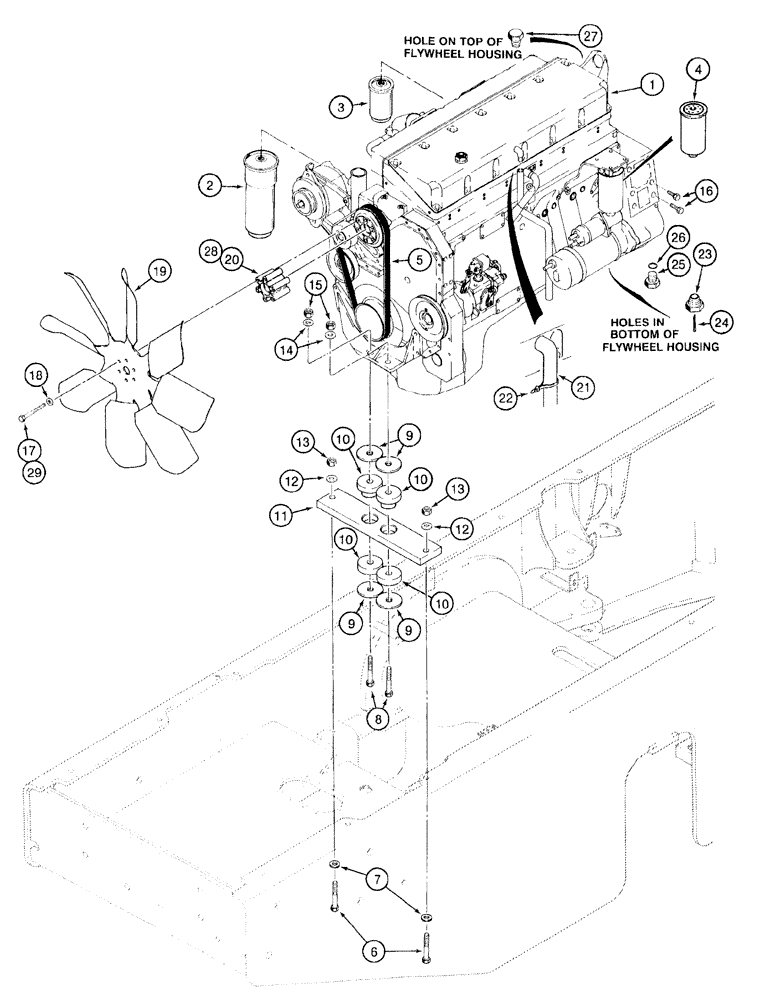 Схема запчастей Case 921B - (2-014) - ENGINE MOUNTING AND FILTERS (02) - ENGINE