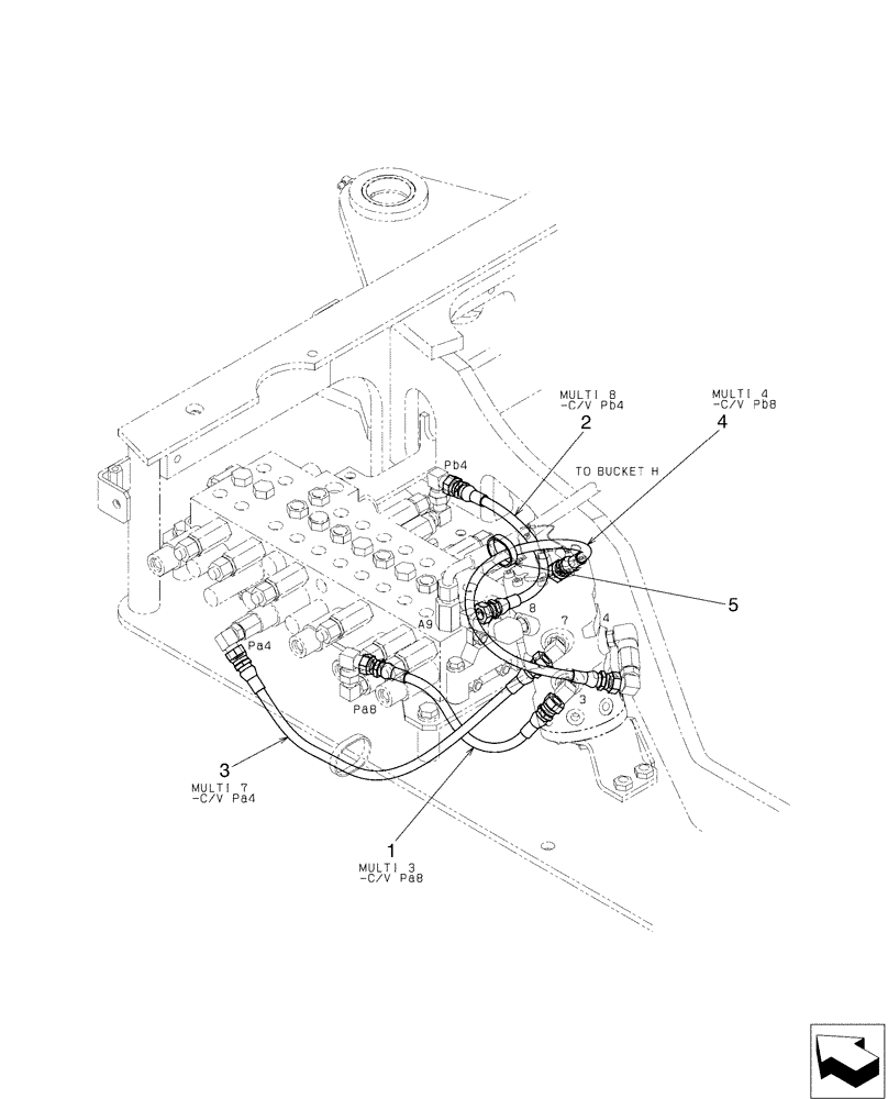 Схема запчастей Case CX17B - (01-036) - CONTROL LINES, MULTI (35) - HYDRAULIC SYSTEMS