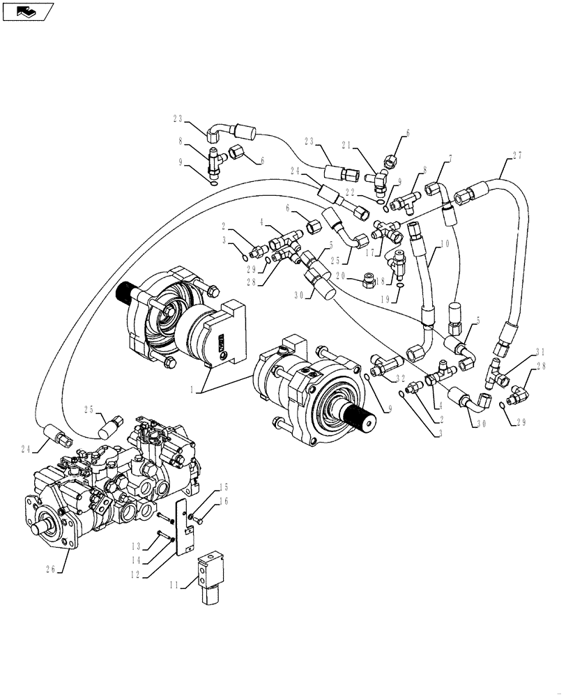 Схема запчастей Case 75XT - (07-03) - BRAKE SYSTEM - HYDRAULIC (07) - BRAKES