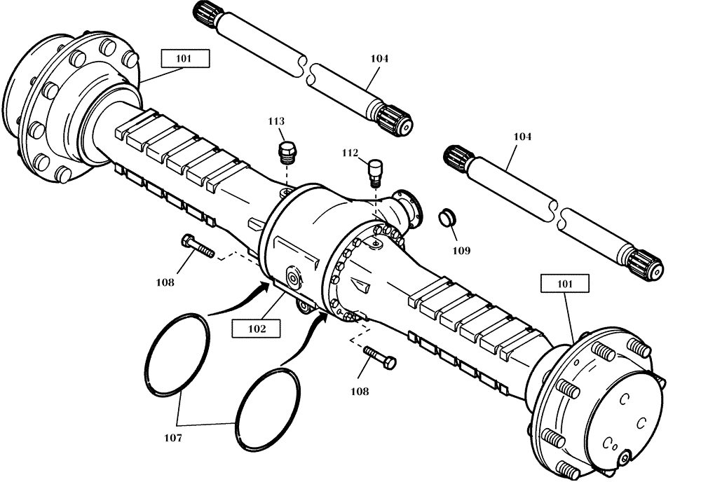 Схема запчастей Case 321D - (02.061[001]) - RIGID AXLE MOUNTING PARTS STANDARD (OPTION) (S/N 591052-UP) No Description