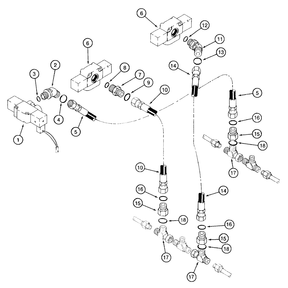 Схема запчастей Case 921B - (8-076) - RIDE CONTROL HYDRAULIC CIRCUIT - MASTER AND DIRECTIONAL VALVES TO LIFT TUBES (08) - HYDRAULICS