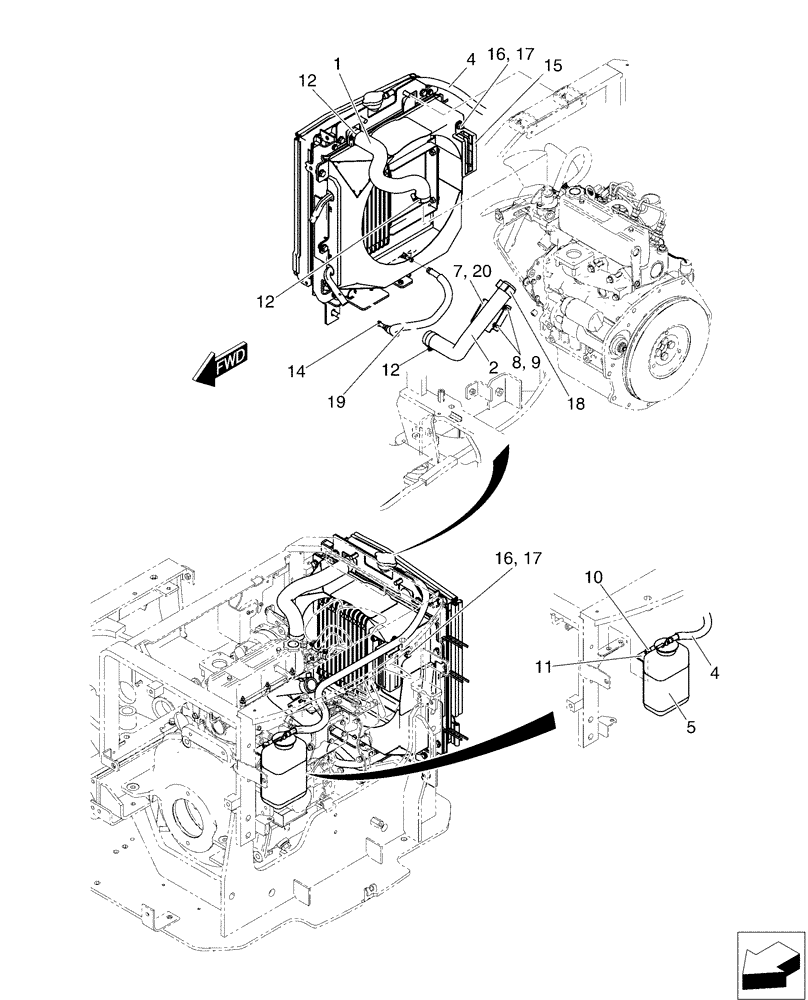 Схема запчастей Case CX17B - (01-009) - RADIATOR GROUP (10) - ENGINE