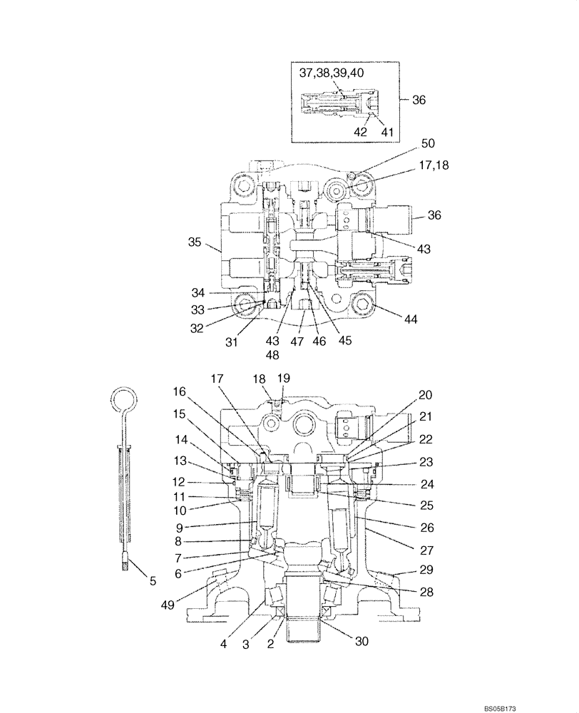 Схема запчастей Case CX225SR - (08-52) - SWING MOTOR (08) - HYDRAULICS