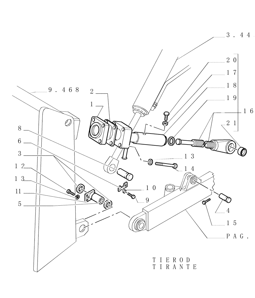 Схема запчастей Case 1850K - (9.467[02]) - PUSHBEAMS AND STRUTS - OPTIONAL CODE 76078096 (19) - OPTIONS