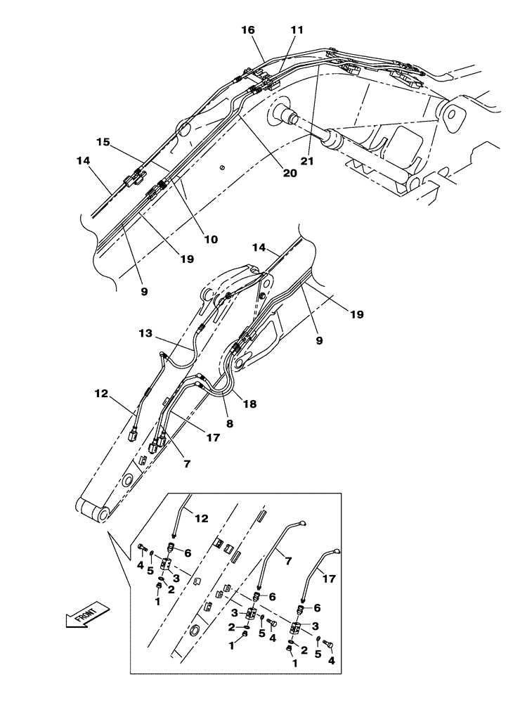 Схема запчастей Case CX470C - (08-024-03[01]) - HYDRAULIC CIRCUIT - LOW FLOW - MONOBLOCK BOOM - DIPPER - 2.53 M (07) - HYDRAULIC SYSTEM