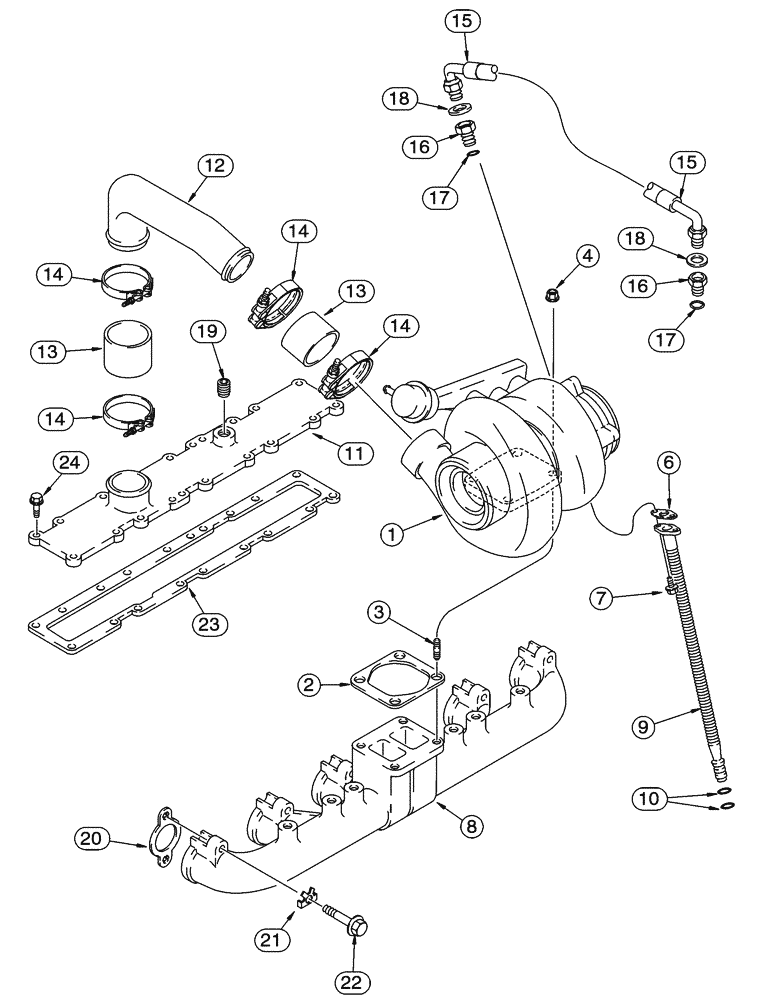 Схема запчастей Case 721C - (02-12) - TURBOCHARGER SYSTEM (02) - ENGINE