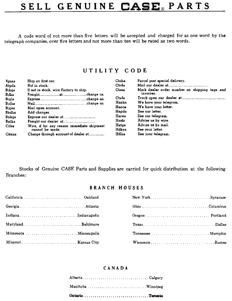 Схема запчастей Case 1000C - (001R) - UTILITY CODE (00) - GENERAL