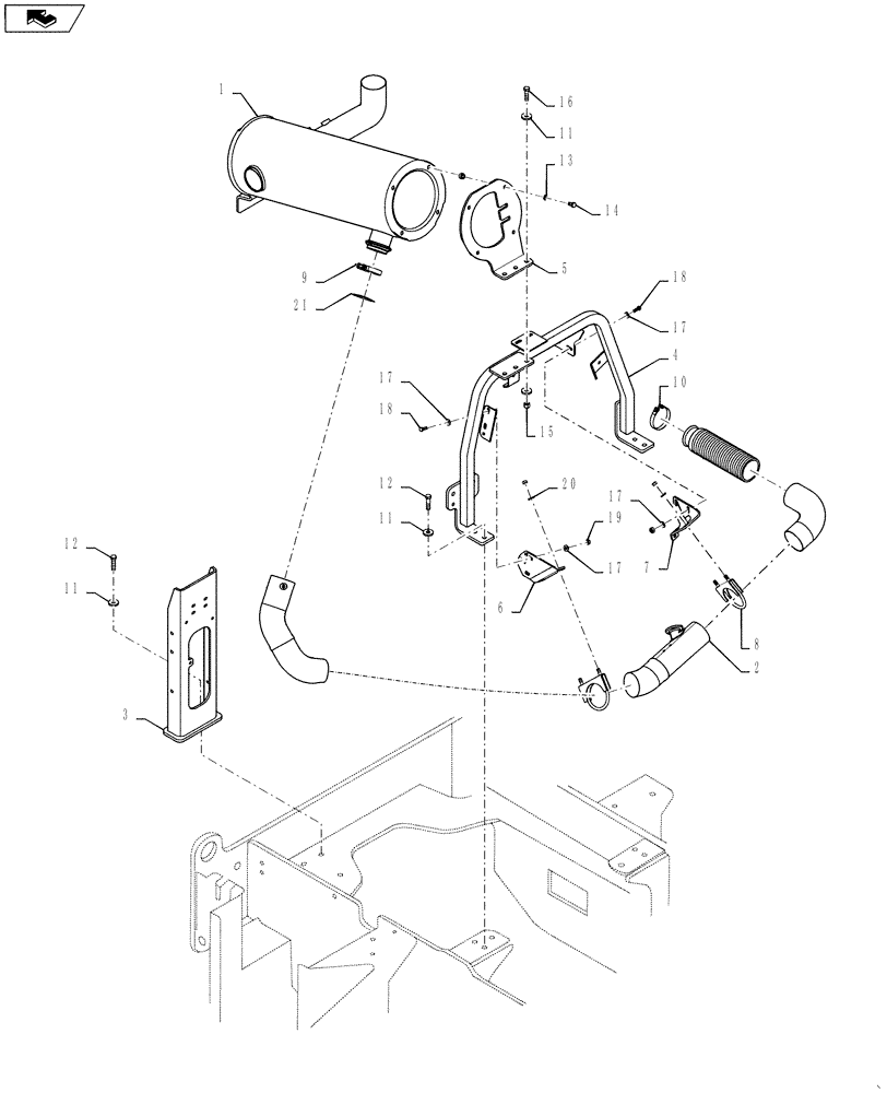 Схема запчастей Case 721F - (10.254.02[01]) - EXHAUST - MUFFLER AND INTAKE, TIER 4 (10) - ENGINE