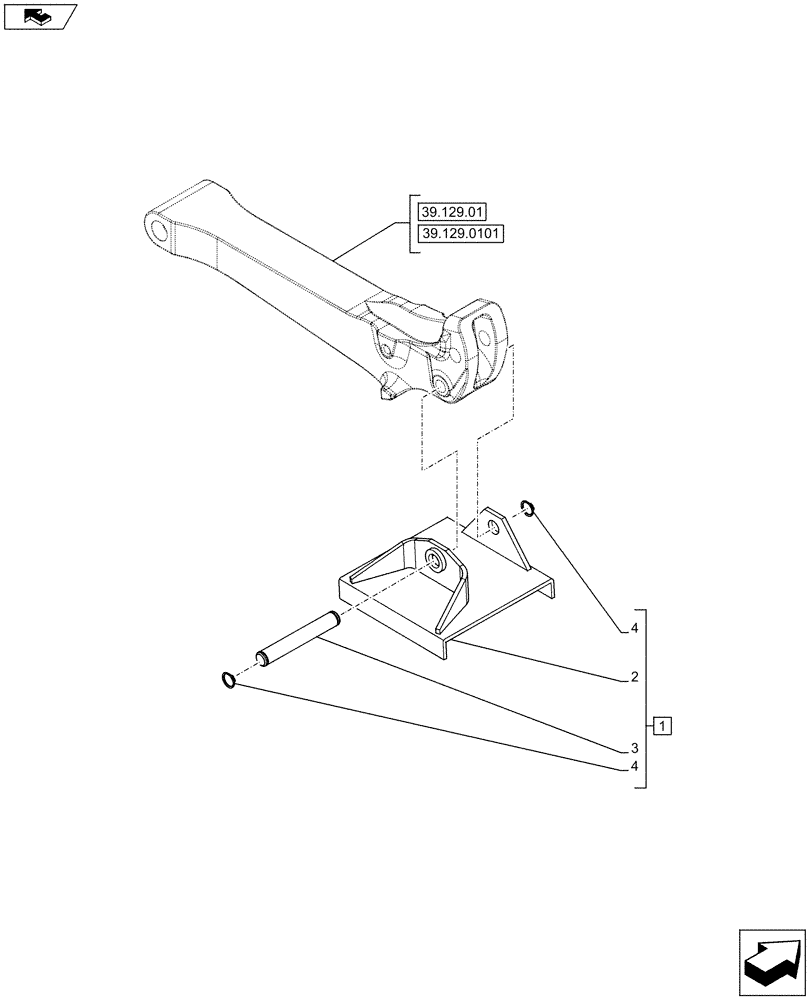 Схема запчастей Case 580SN WT - (39.129.03) - VAR - 442055 - STABILIZER, PAD, STANDARD (39) - FRAMES AND BALLASTING